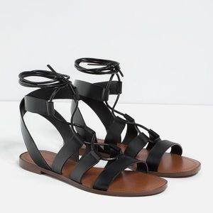 Zara Gladiator Cage Strappy Lace Up Sandal